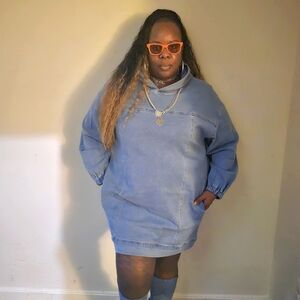 Jean Hoodie Mini Dress